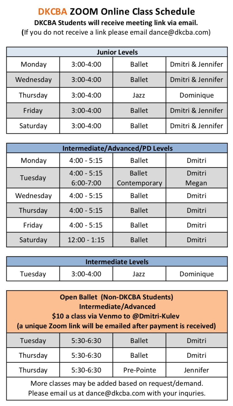 Click the Link Below for a Printable 2020 Schedule